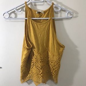 Burnt yellow lacey halter top